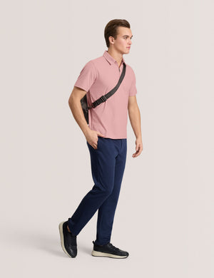 RIB ZIP POLO | PALE PINK