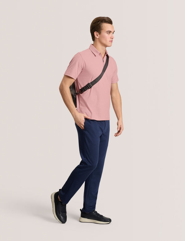 RIB ZIP POLO | PALE PINK