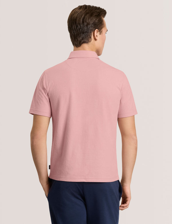 RIB ZIP POLO | PALE PINK