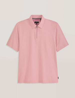 RIB ZIP POLO | PALE PINK