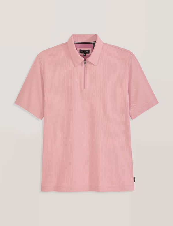 RIB ZIP POLO | PALE PINK