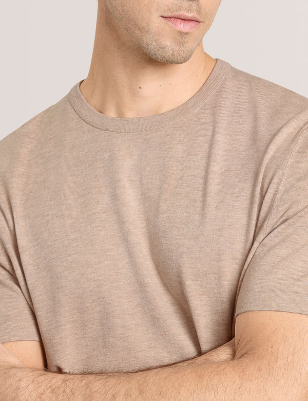SHORT SLEEVE SWEATER | TAUPE