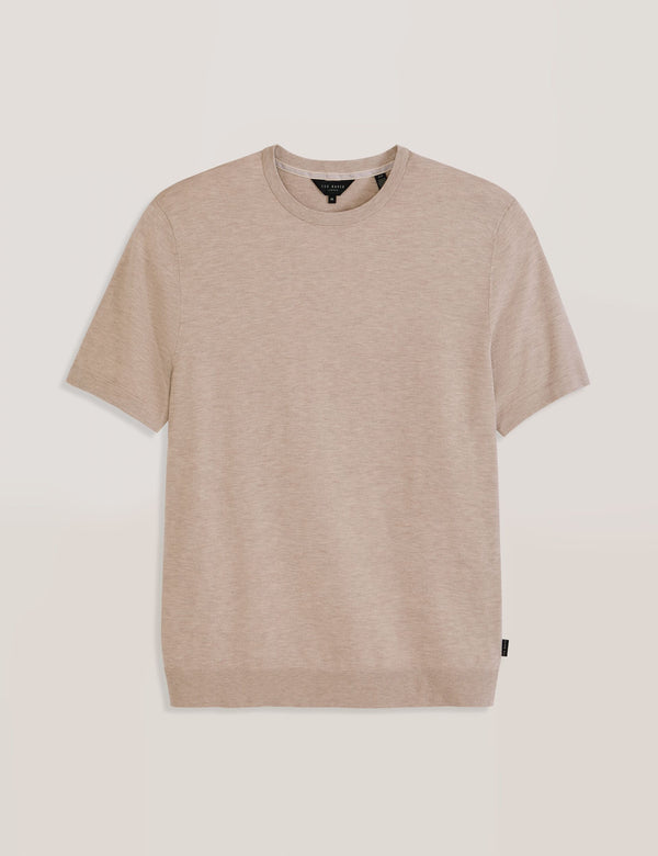 SHORT SLEEVE SWEATER | TAUPE