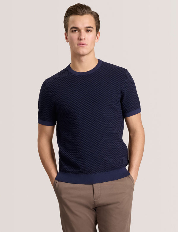 HERRINGBONE SWEATER | DARK NAVY