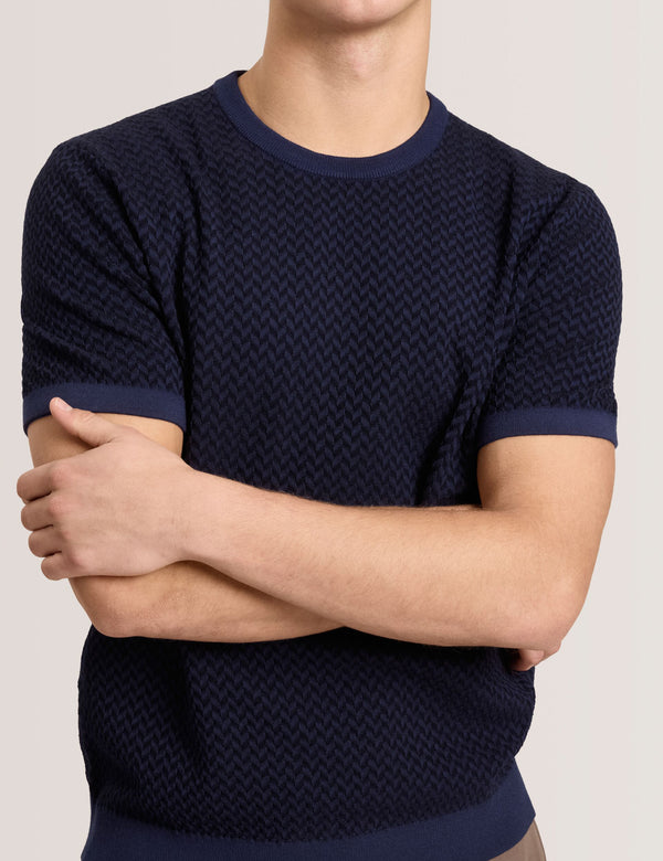 HERRINGBONE SWEATER | DARK NAVY