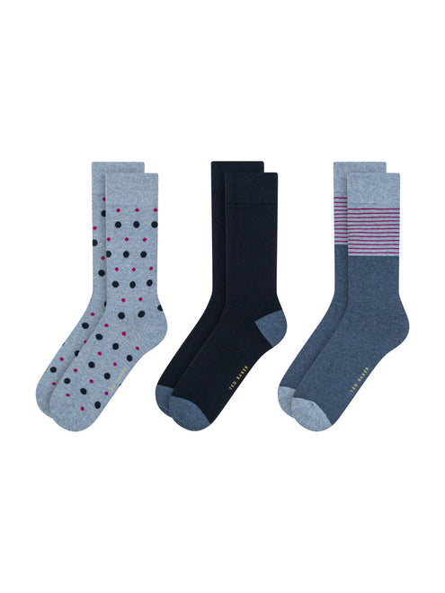 3 PAAR HERREN NON-FROTTEE CREW-SOCKEN | BLAU