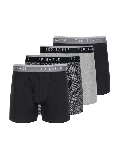4 PK Cotton Stretch Boxer Brief | BLACK-GREY
