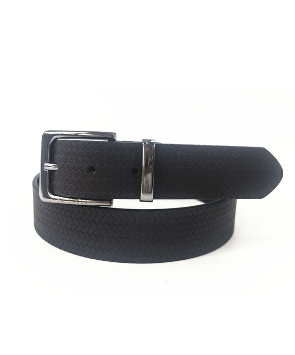 GEO EMBOSSED BELT | BLACK