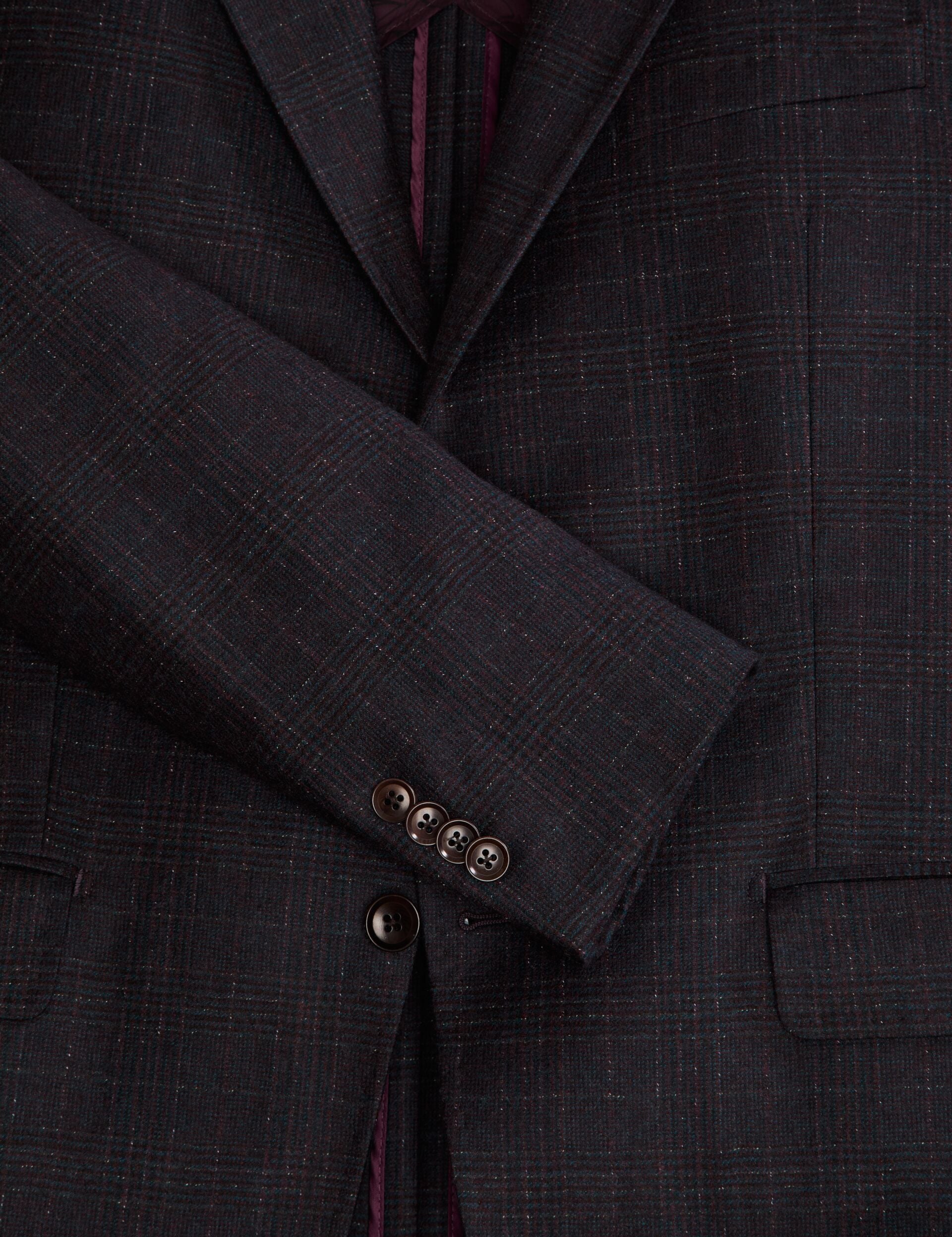 テッドベイカー　TED BAKER ジャケット　カシミヤ　グレンチェック　2 Single Breasted Two Button Notch Fully Fashioned Plaid Jacket
