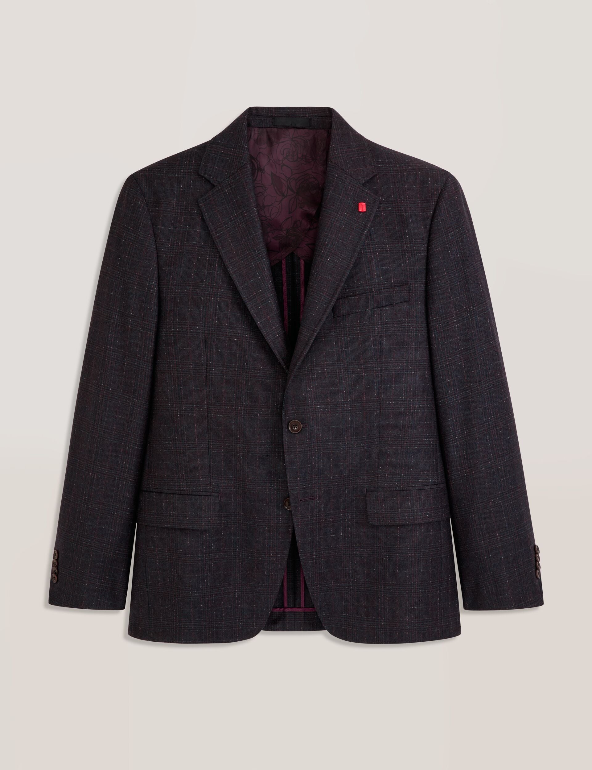 Single Breasted Two Button Notch Fully Fashioned Plaid Jacket