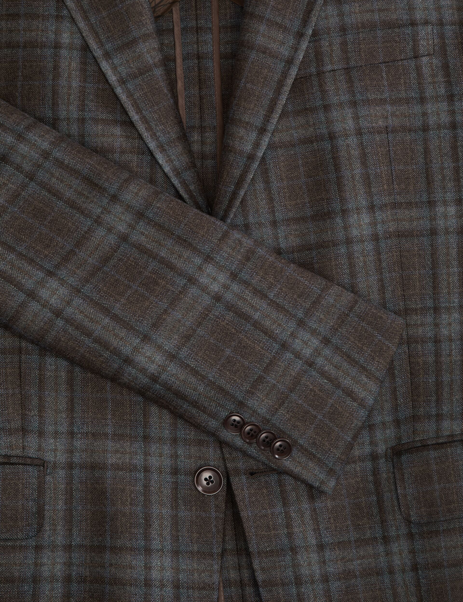 Single Breasted Two Button Notch Fully Fashioned Plaid Jacket