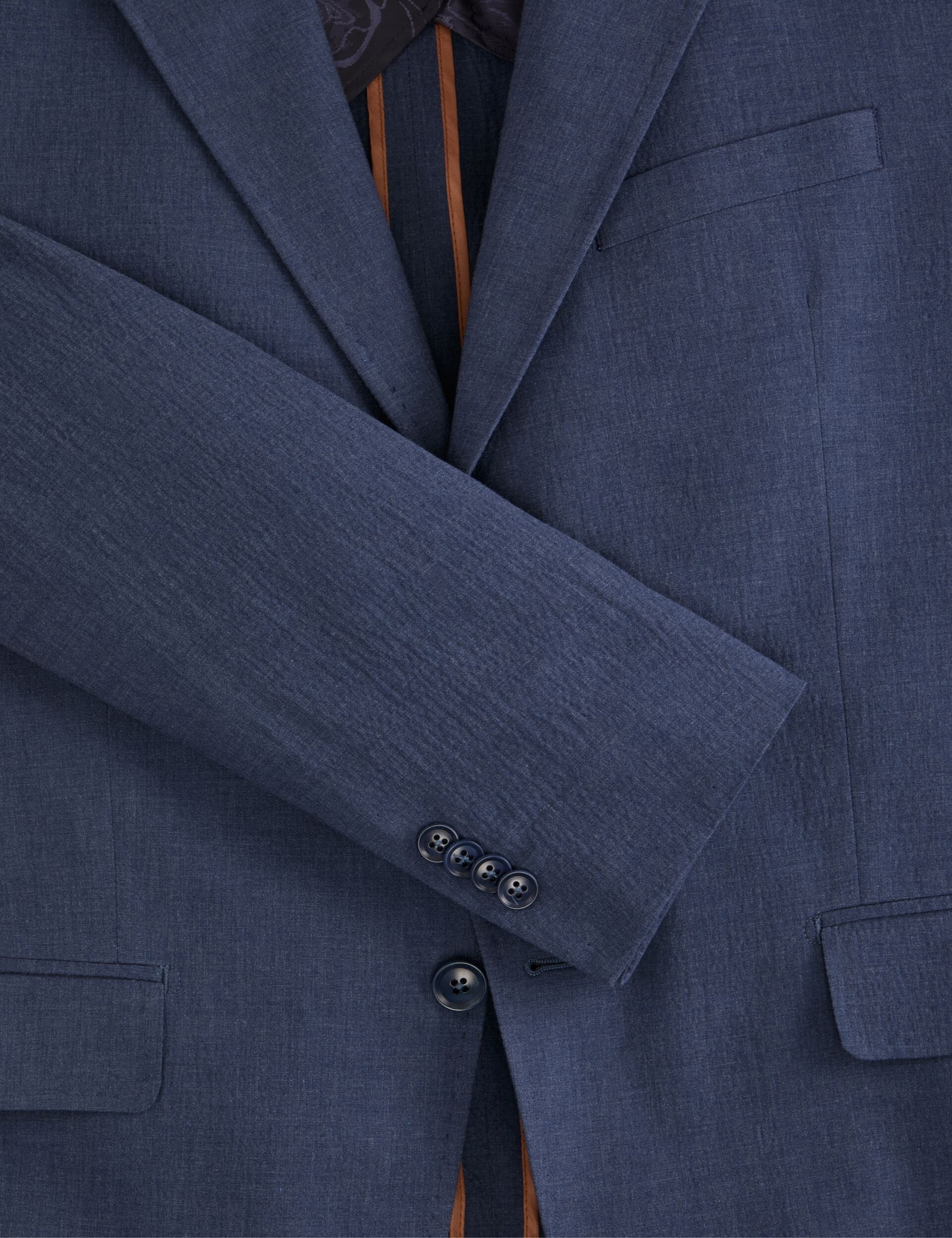Single Breasted Two Button Notch Flat Front Seersucker Suit Jacket