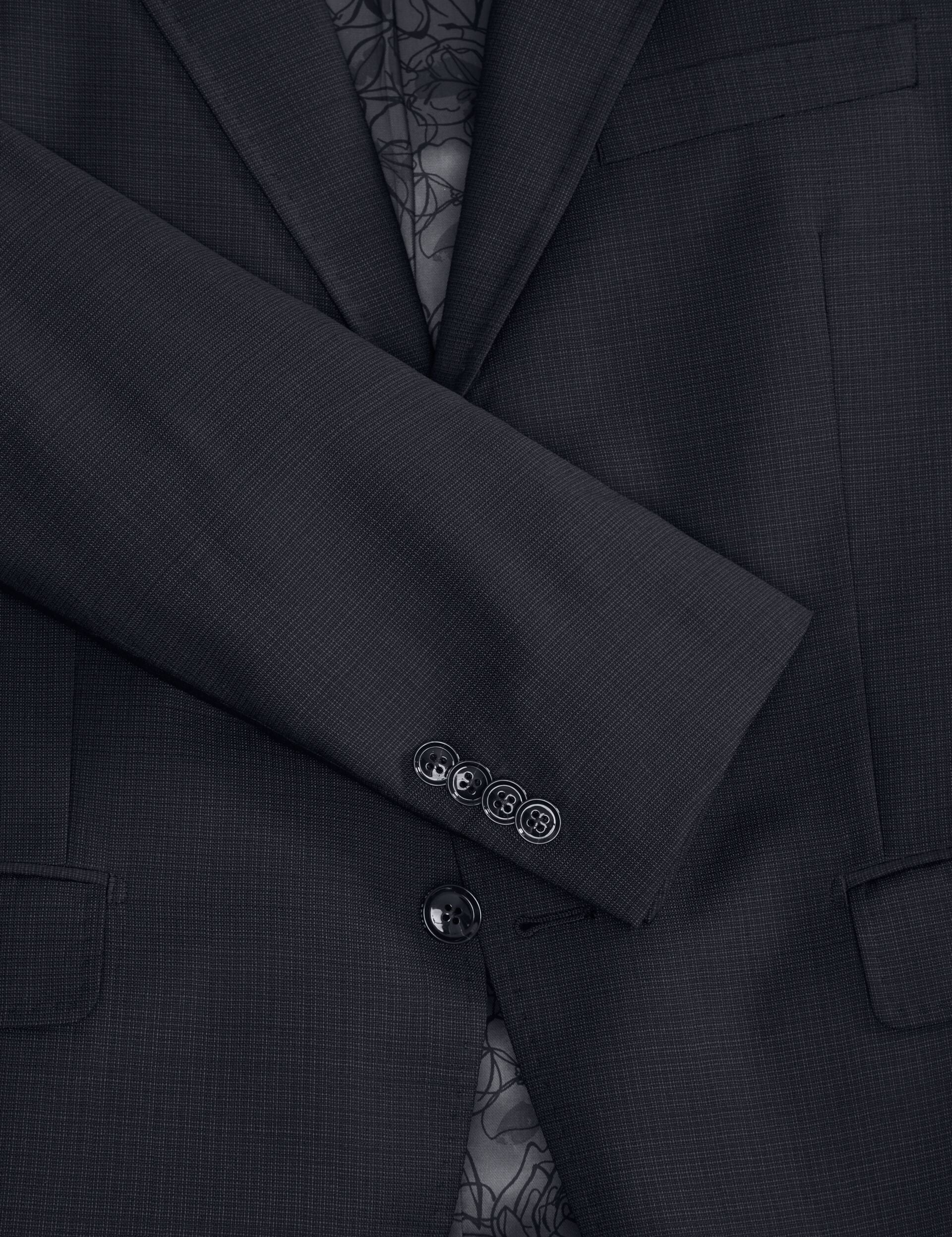 Single Breasted Two Button Notch Fully Fashioned Grid Suit Jacket