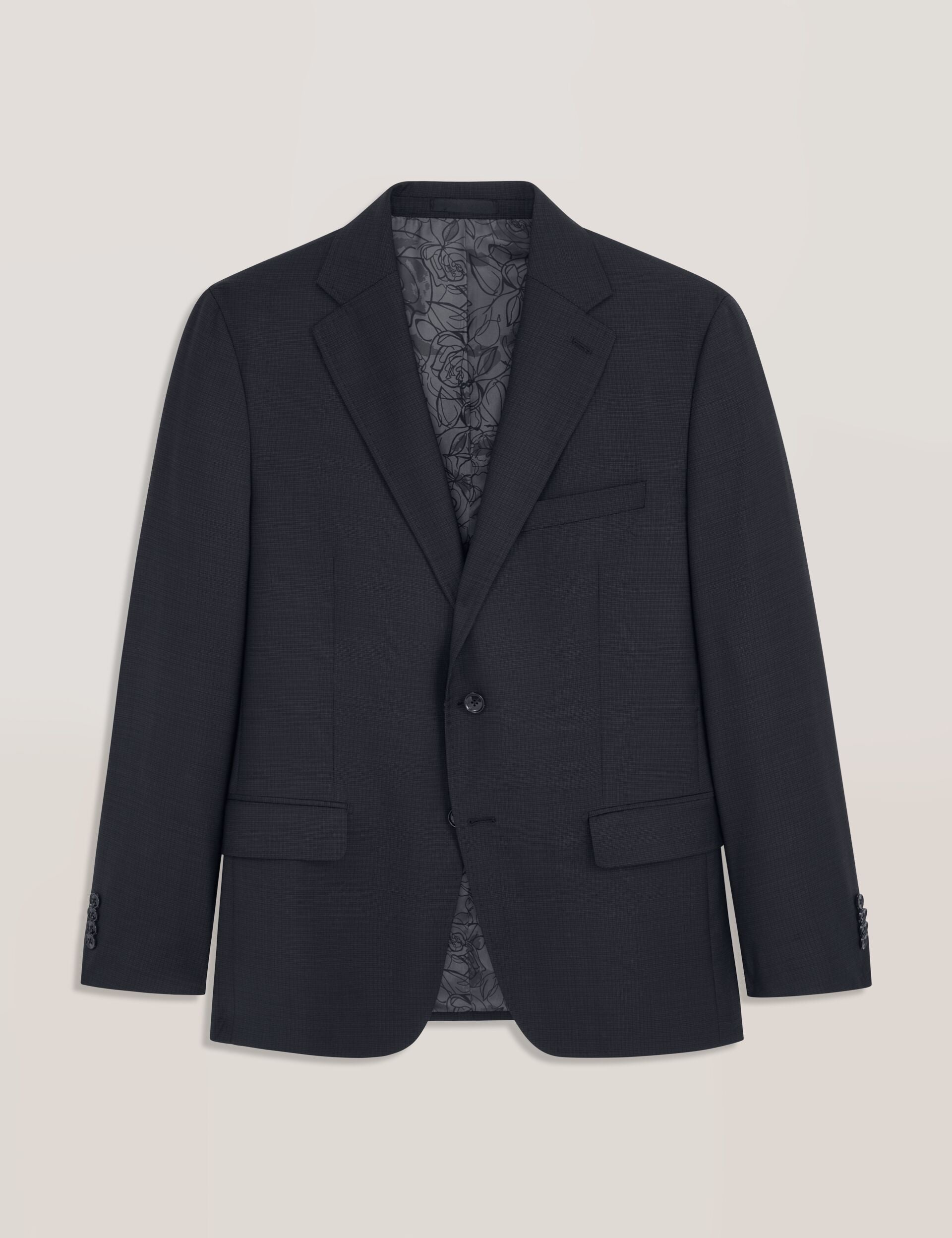 Single Breasted Two Button Notch Fully Fashioned Grid Suit Jacket
