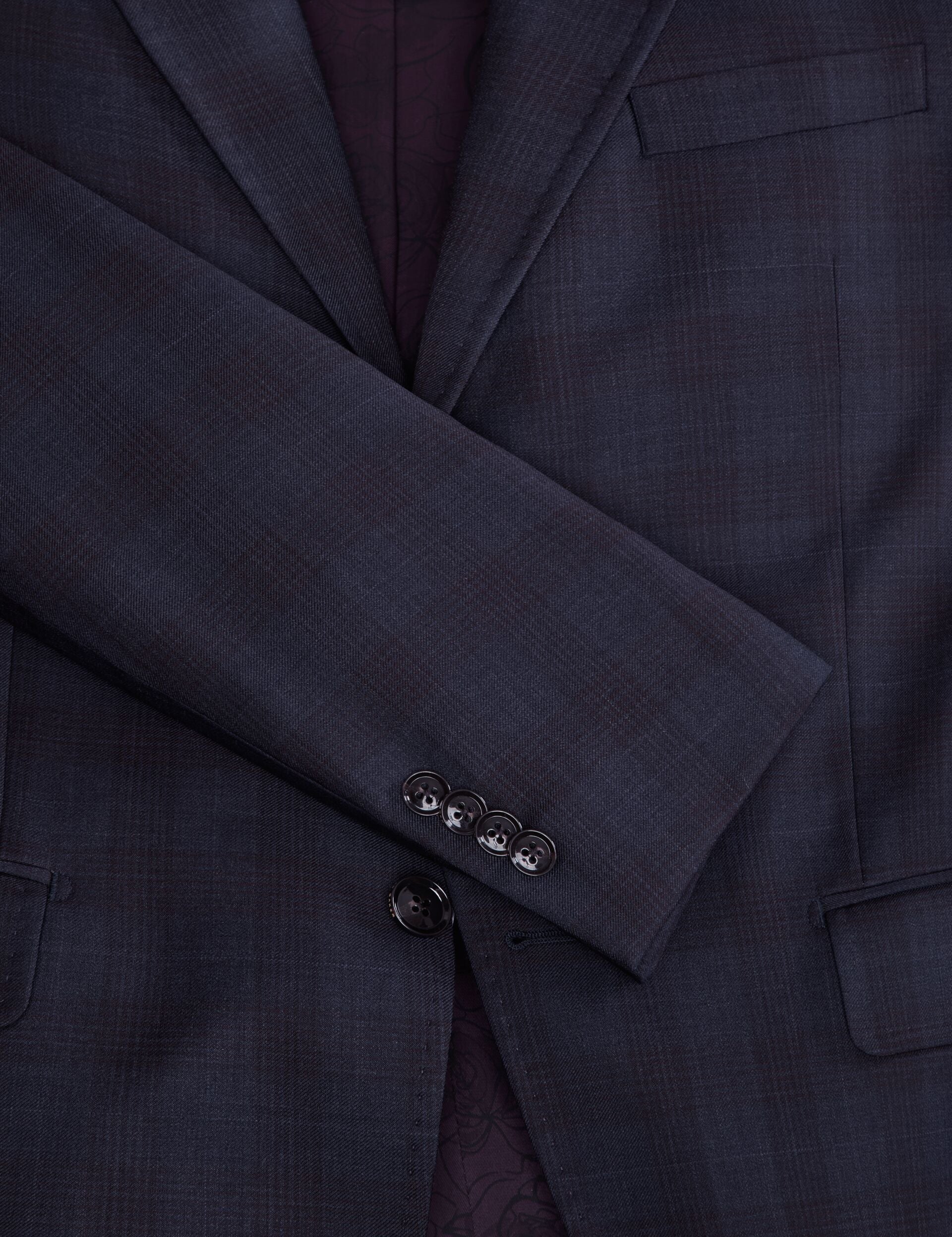 Single Breasted Two Button Notch Fully Fashioned Plaid Suit Jacket