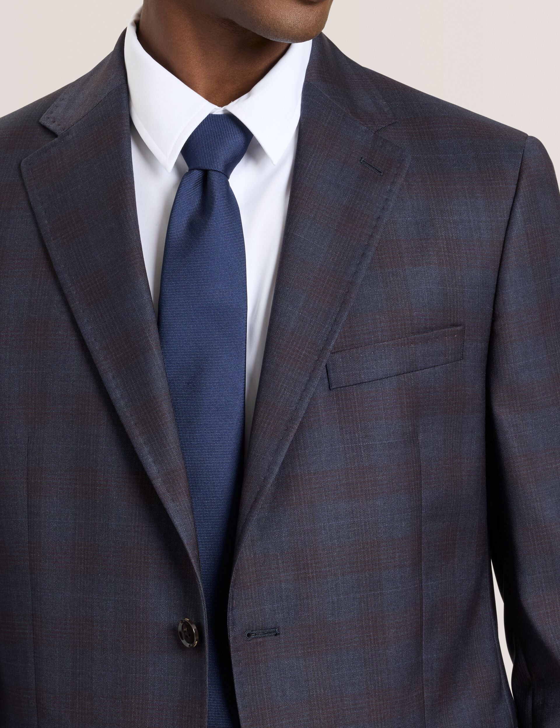 Single Breasted Two Button Notch Fully Fashioned Plaid Suit Jacket