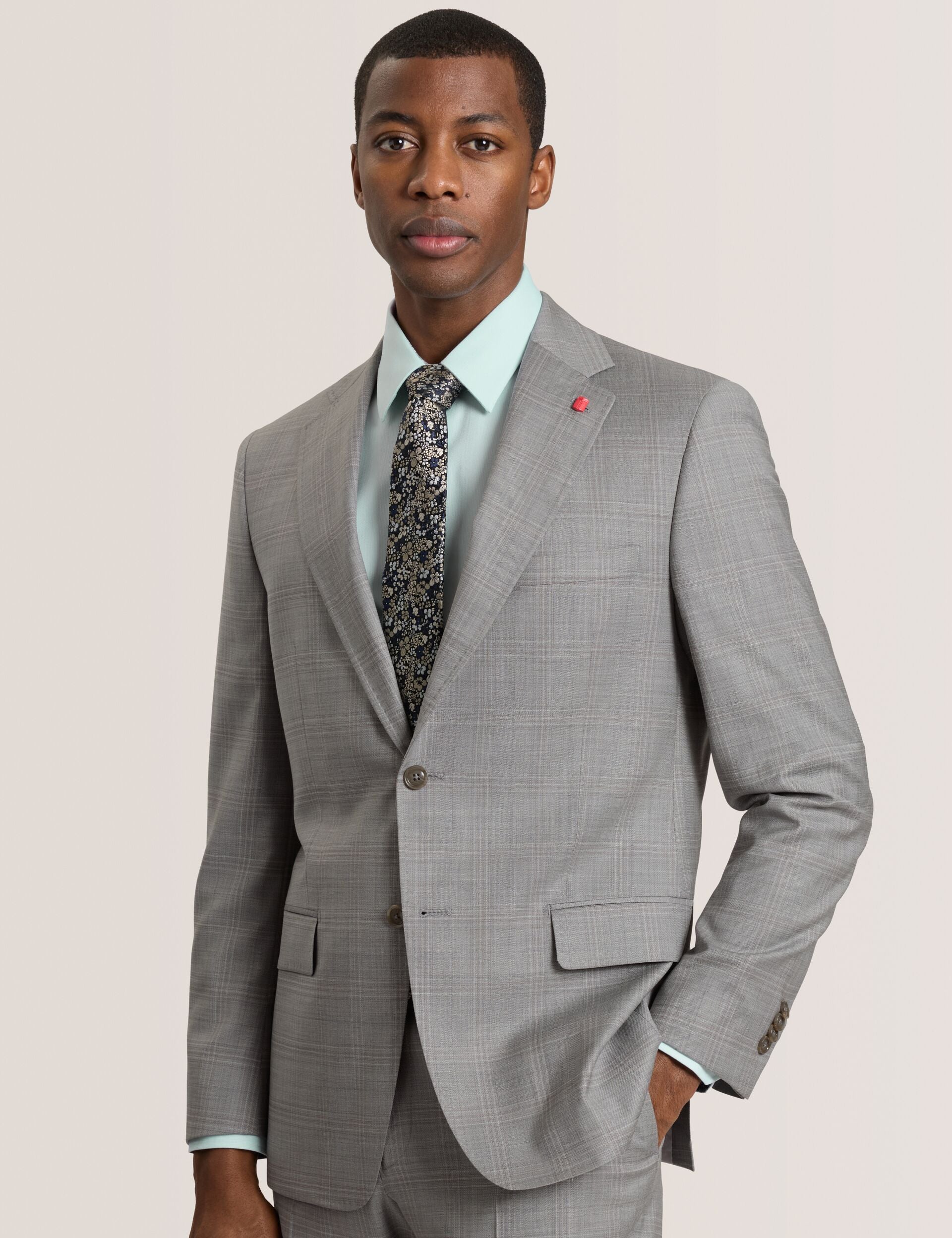 Ted Baker Men's Wright Plaid Modern Fit Suit Jacket - Gray - Size 36R
