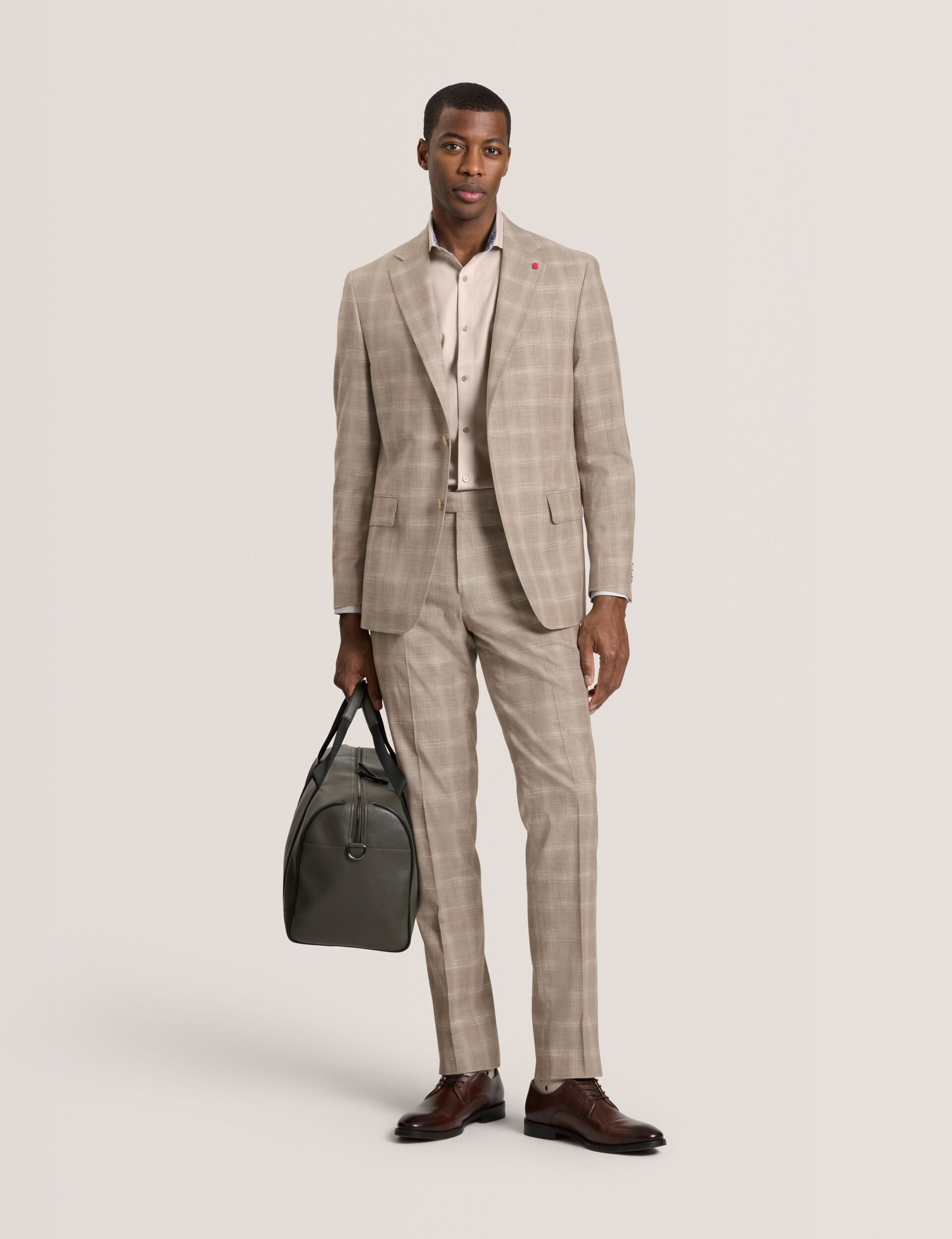 WINTER-CHECK Tonal Check Modern Fit Suit Pants