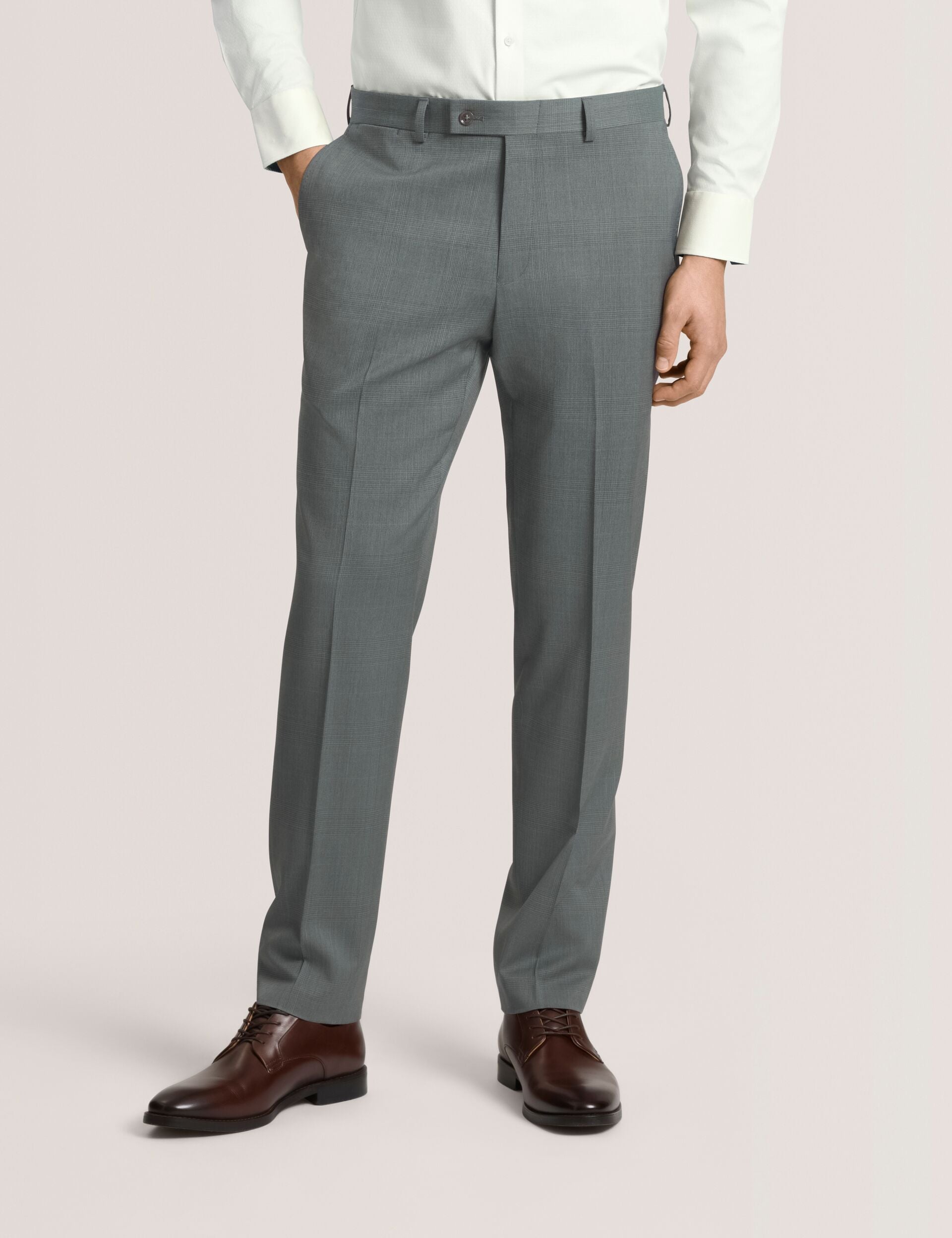 Ted Baker Men's Winter Modern Fit Green Plaid Suit Pants - Green