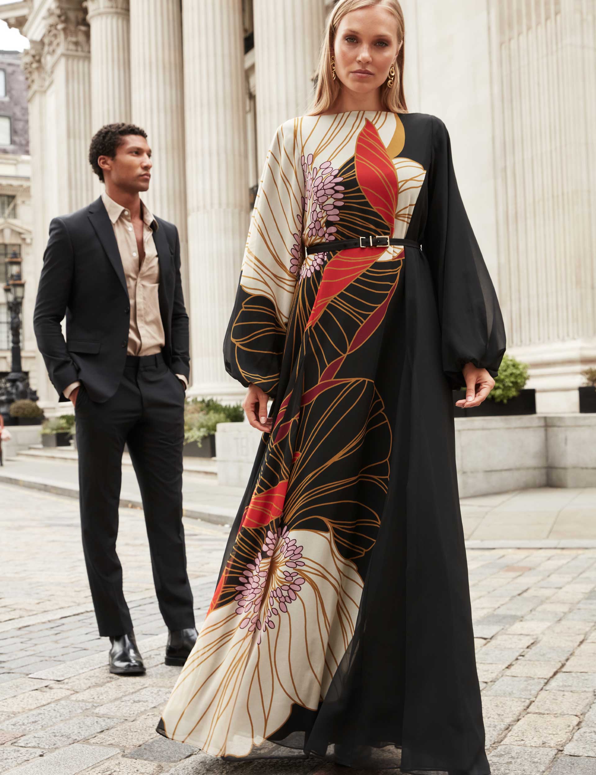 Nouveau Floral Long Sleeve Maxi Dress | Cammeli | Ted Baker UK Nouveau Floral Long Sleeve Maxi Dress | Cammeli | Ted Baker UK